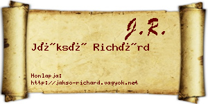 Jáksó Richárd névjegykártya